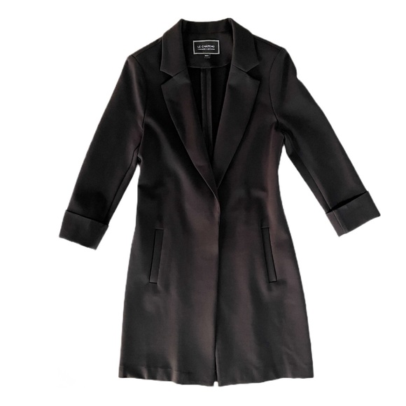 NWOT le chateau 3/4 Sleeve Long Black Blazer/Jacket, XS, made in Canada - Picture 1 of 14